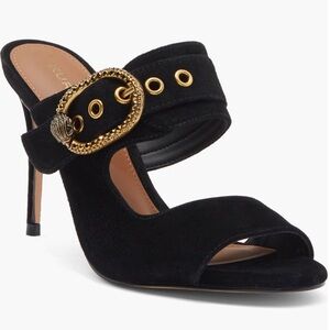 Kurt Geiger Black Suede Mayfair High Mule Sandal